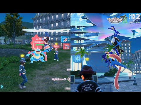 Pokémon Legends Z-A: Greninja Mega Vs Mega Feraligatr & Blastoise Mega (OG Music X/Y) [4K SW2]