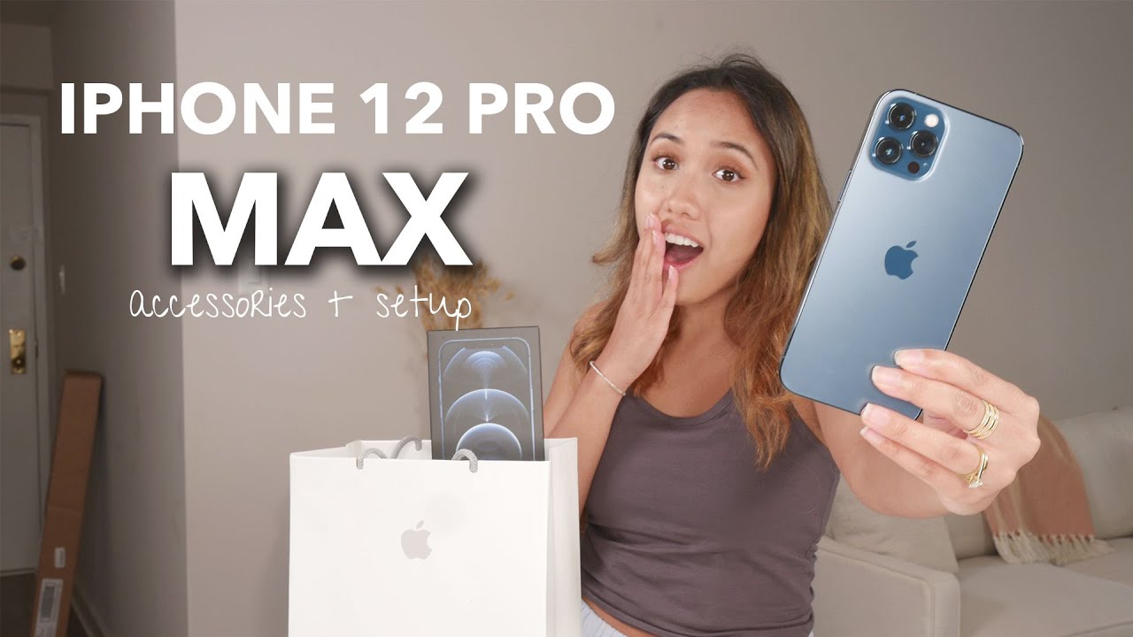iPhone 12 Pro MAX Unboxing, Accessories, and Setup! | Pacific Blue Color