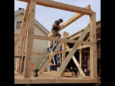 Timber Frame Post And Beam Solo Workshop Build/Raising 200lb, 180lb Beams Solo