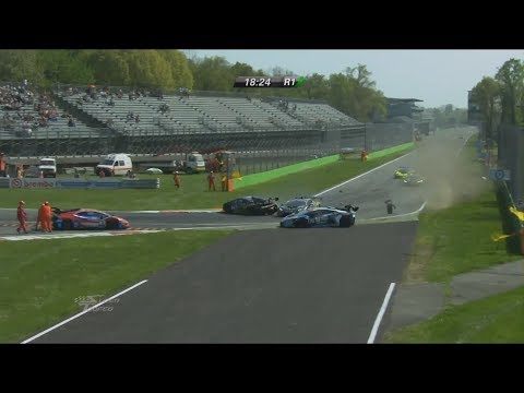 Lamborghini Super Trofeo Europe 2018. Race 1 Autodromo Nazionale Monza. Big Crash Aftermath