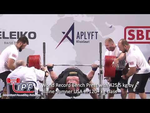 World Record Bench Press with 425.5 kg by Blaine Sumner USA in 120+ kg class