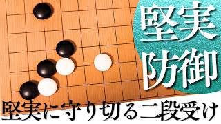 堅実に守り切る、ツケ二段定石への堅実策【囲碁実況】