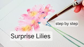 How to Paint Loose Watercolor Flowers | Pink Surprise Lilies 💕