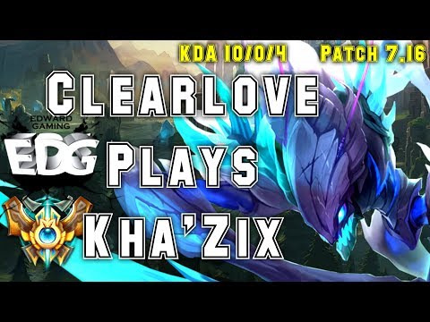EDG Clearlove Plays KHA'ZIX vs JARVAN IV Jungle - S7 Ranked | Patch 7.16