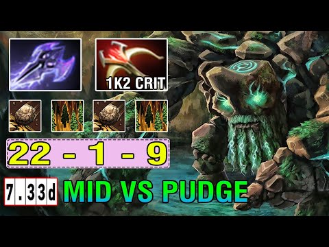 No Mercy Build [Tiny] Mid vs Cancer Pudge One Combo 1K2 Crit DMG Kill with Scepter Dota 2 7.33D