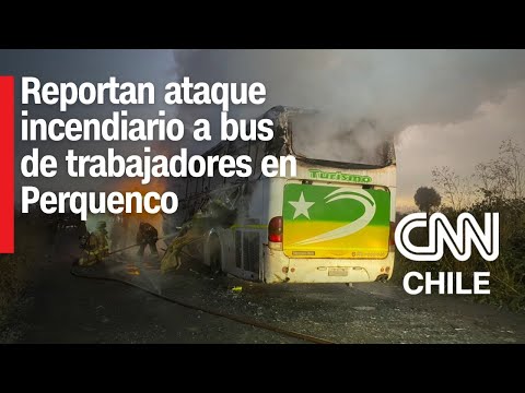 Reportan ataque incendiario de encapuchados contra bus de trabajadores en Perquenco