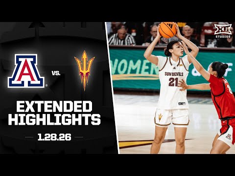 Arizona vs. Arizona State Extended Highlights | 2025-26 Big 12 Women's Basketball