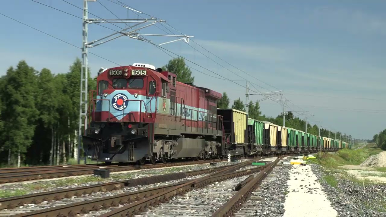 Тепловоз C36-7i-1505 на ст. Ракке / GE C36-7i-1505 at Rakke station