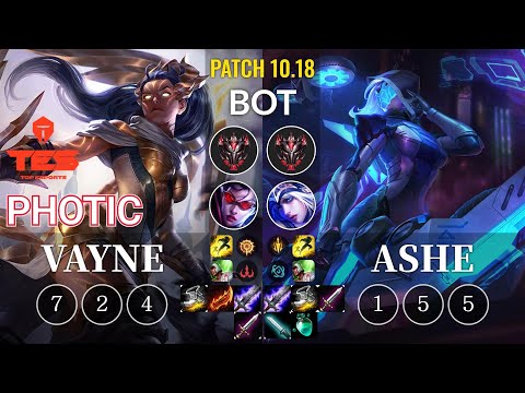 TES Photic Vayne vs Ashe Bot - KR Patch 10.18