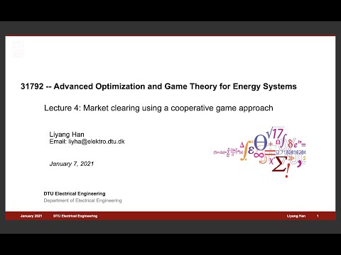 Lecture 4: Market clearing using a cooperative game approach