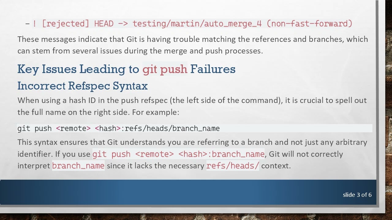 Resolving the git push Error When Merging Branches in GitLab