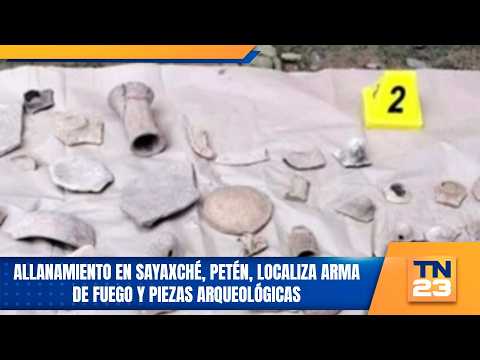 Allanamiento en Sayaxché, Petén, localiza arma de fuego y piezas arqueológicas