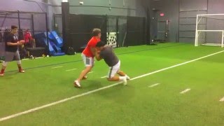 Taemin Song workin against Marshall bound Center Alex Mollette