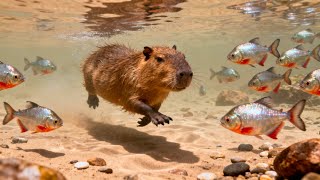 Piranhas matam capivara sem dó no rio amazonas