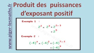 Math 4ème : Le produit des puissances d'exposant positif