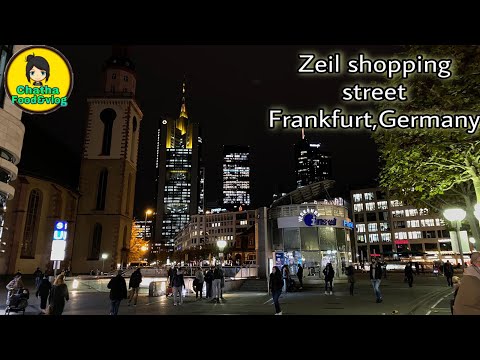 4K andando na rua comercial Zeil Frankfurt Alemanha | 🇩🇪 Alemanha 2020