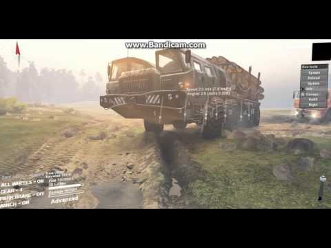 MAZ 7310 pull KAMAZ 6620 in ditch -Spintires Games