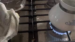Brewing tea in a vintage Corningware teapot