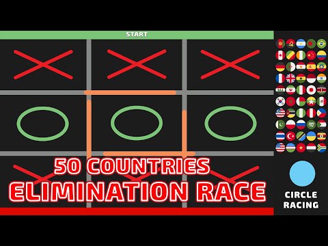 50 Countries Marble Elimination Race! Tic Tac Toe - Circle Racing 50 Countries Edition