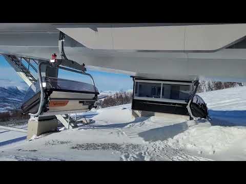 Doppelmayr D-line, Parking of the chairs on Vangsliekspressen. Oppdal skisenter, Norway.