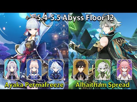 C0 Ayaka Permafreeze & C0 Alhaitham Spread - Genshin Impact 5.4 - 5.5 Spiral Abyss Full Clear