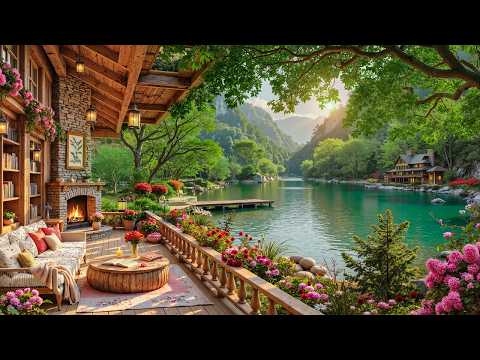 Summer Porch Ambience | Relaxing Jazz with a Slow Fireplace and Fresh Air