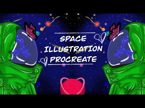 Skull Astronaut illustration in procreate// IPad Pro digital painting