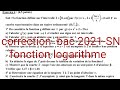 Bac 2021 SN I Correction Facile Fonction Logarithme