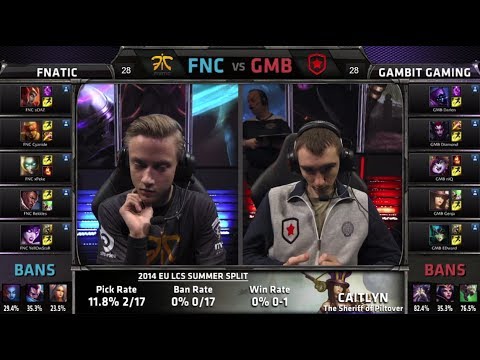 Fnatic vs Gambit Gaming | S4 EU LCS Summer 2014 Week 2 Day 1 | FNC vs GMB W2D1 G1