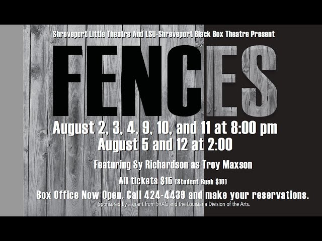 Fences by August Wilson, Act 1, Directed by Robert Alford II, Shreveport Little Theatre and LSUS, 2012