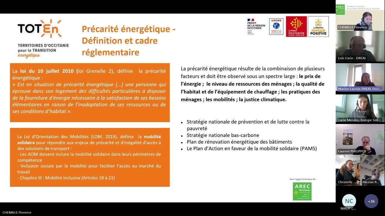 Webinaire TOTEn Occitanie | Précarité énergétique | DREAL Occitanie