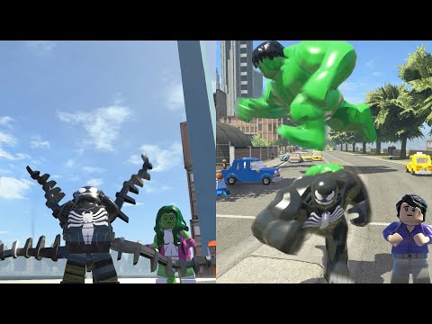 She Hulk vs Venom vs Big Hulk vs Bruce Banner - LEGO Marvel Super Heroes Games