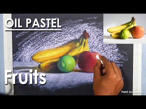 Oil Pastel Still Life Drawing How to Color A Composition on Fruits