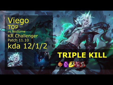 Viego vs Nocturne Top - KR Challenger 12/1/2 Patch 11.10 Gameplay // [롤] 비에고 vs 녹턴 탑