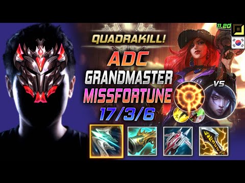 GrandMaster Miss Fortune ADC vs Aphelios - 천상계 원딜 미포 템트리 룬 돌풍 집공 ミス・フォーチュン Мисс Фортуна - KR 11.20