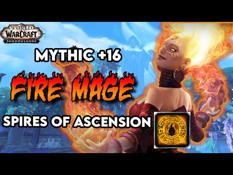Mythic +16 Spires of Ascension Fire MAGE POV + COMS Rotation DPS