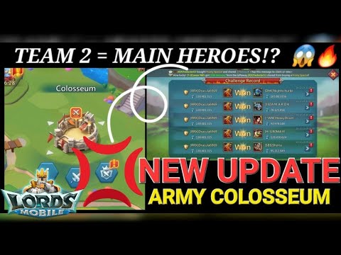 Army Colosseum: LOW MIGHT vs. Main Heroes! New Update and strategy| Must try!! Lords Mobile 🔥