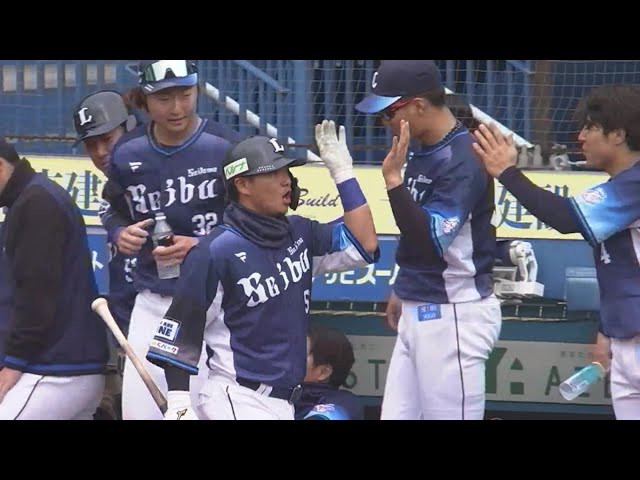 【5回表】好守の次はバットでアピール!! ライオンズ・佐藤龍世の同点ホームラン!! 2023年3月17日 千葉ロッテマリーンズ 対 埼玉西武ライオンズ
