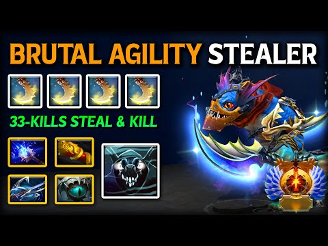 BRUTAL AGILITY STEALER CARRY Slark | 33-Kills Steal & Kill With Eye of Skadi + MKB Build Dota 2