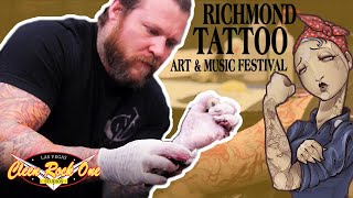Cleen Rock One Tattooing at the Richmond Tattoo, Arts & Music Festival 2019