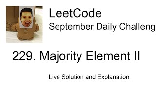 YouTube video 'Daily Leetcode #175: Sep 22, 2020 - 229. Majority Element II'