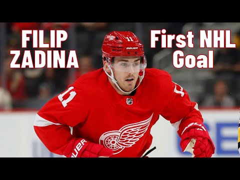 Filip Zadina #11 (Detroit Red Wings) first NHL goal Mar 5, 2019