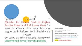 Request to Minister for Health For reforms in health care system of KP and In Pakistan
