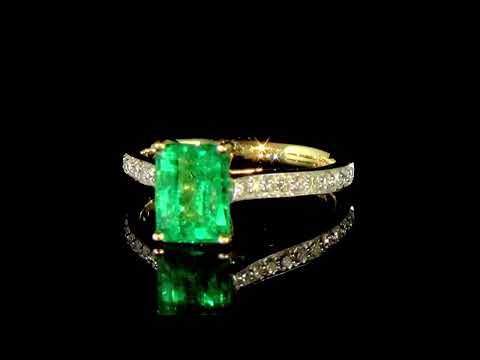 2.15ct Emerald Cut Emerald and Diamond Ring