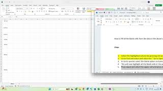 Filling Blank [cells with the above data]