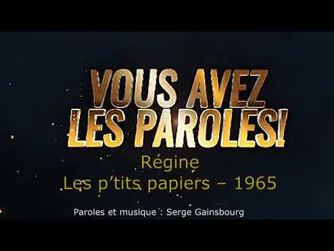 Régine -  Les p'tits papiers -  Paroles lyrics  - VALP