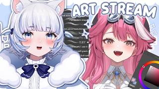 【ART】Drawing Raora Panthera Hololive English Justice! (and strawberries) 🐑💙