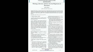 Writing a #Review #Article Beginners Guide @bhuneshwarbehra01