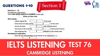 Practice IELTS Listening | Test 76 (Notes On New Job) | Cambridge Listening | Practice Now