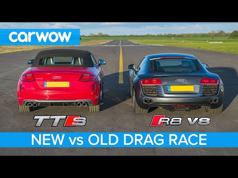 Audi R8 V8 2008 vs new TTS - DRAG RACE, ROLLING RACE & BRAKE TEST